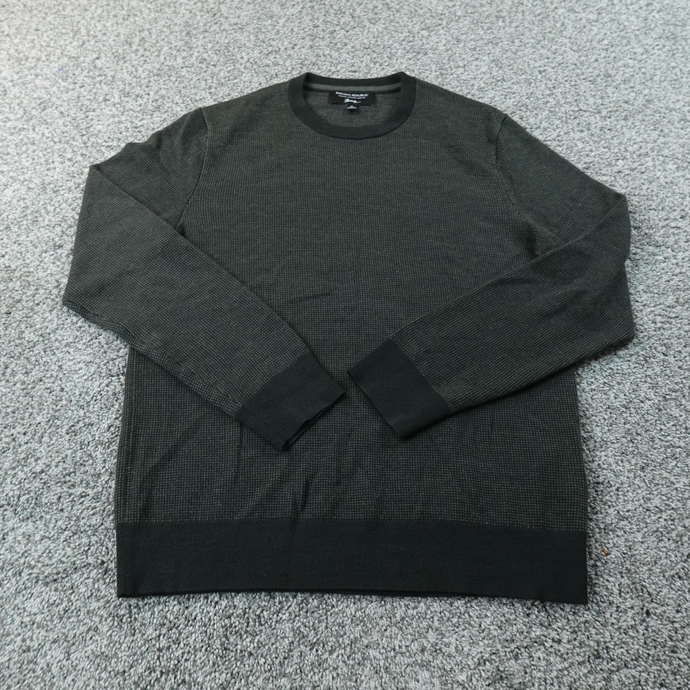Banana Republic Sweater Mens M Green Merino Wool Birdseye Knit Crewneck Pullover